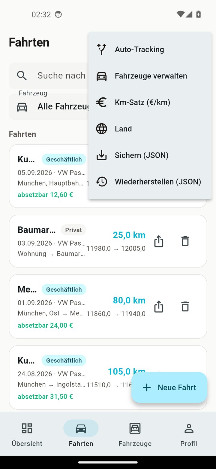 Export-Menü