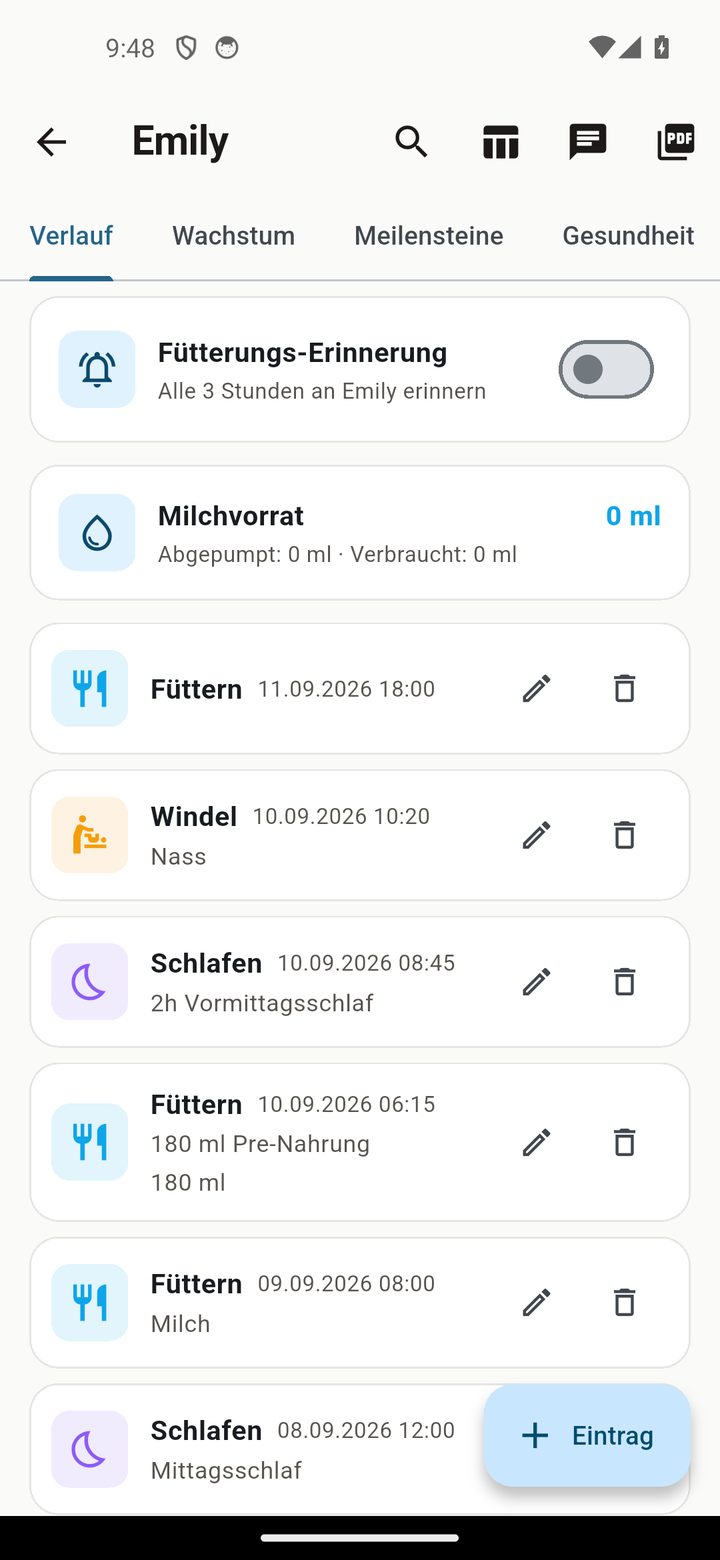 Baby-Profil & Erinnerungen