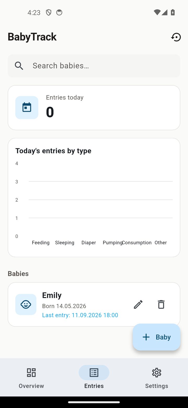 Entries list