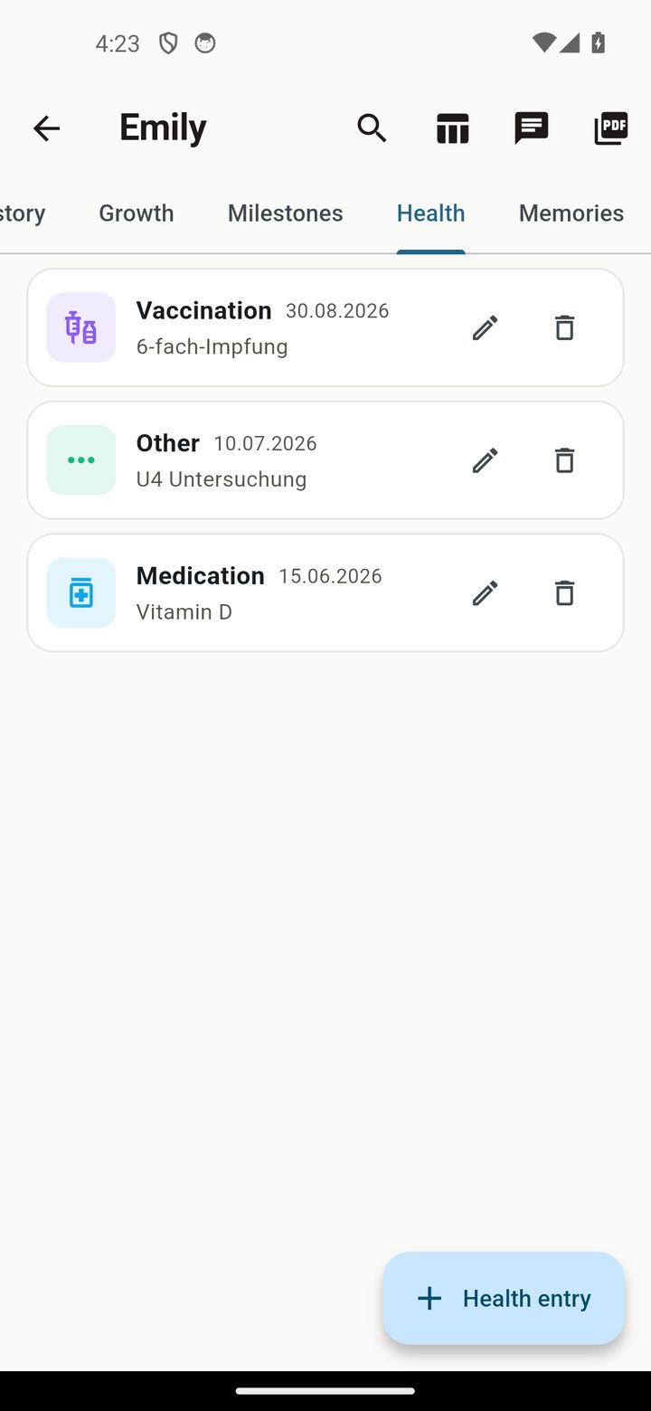 Health log